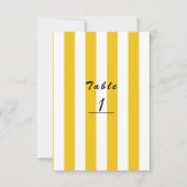 黄色と白のストライプのモダンなテーブルナンバー 招待状 (正面)