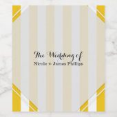 黄色と白のストライプワインモダンのラベル ワインラベル (シングルラベル)