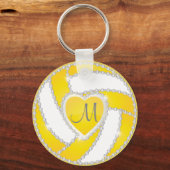 黄色と白のダイヤモンドバレーボール🏐 キーホルダー (正面)