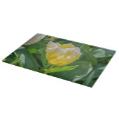 黄色と白のチューリップグラス カッティングボード (角)