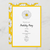 黄色と白のデイジーとパターン2 招待状 (正面/裏面)