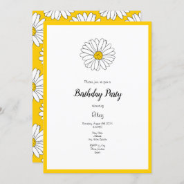 黄色と白のデイジーとパターン2 招待状