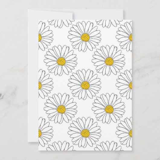 黄色と白のデイジーとパターン 招待状 (裏面)