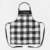 黄色と白のデイジーと水色の格子模様 エプロン (正面)