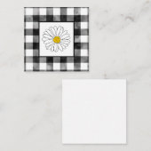 黄色と白のデイジーと水色の格子模様 ノートカード (正面/裏面)