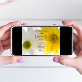 黄色と白のデイジーの花束 ブライダルシャワー 招待状