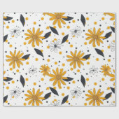 黄色と白のデイジーパター離れン ラッピングペーパー (フラット)