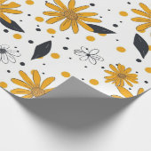 黄色と白のデイジーパター離れン ラッピングペーパー (角)