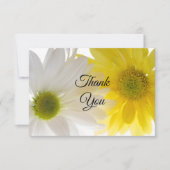 黄色と白のデイジーフラットサンキューノート ノートカード (正面)