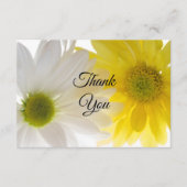 黄色と白のデイジーフラットサンキューノート ノートカード (正面)