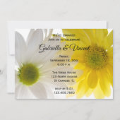 黄色と白のデイジー婚約パーティ 招待状 (正面)