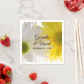 黄色と白のデイジー結婚ズ スタンダードカクテルナプキン (インサイチュ)