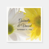 黄色と白のデイジー結婚ズ スタンダードカクテルナプキン (正面)