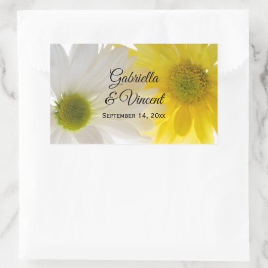 黄色と白のデイジー結婚封筒用シール 長方形シール (バッグ)