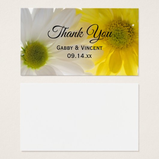 黄色と白のデイジー結婚式の引き出物ラベル (正面&裏面)