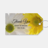 黄色と白のデイジー結婚式の引き出物ラベル ギフトタグ (正面(横))