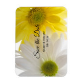 黄色と白のデイジー結婚式の日付を保存 マグネット (縦)