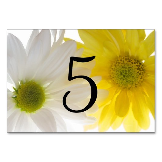 黄色と白のデイジー表の番号 テーブルナンバー (正面)