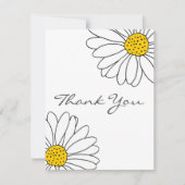 黄色と白のデイジー サンキューカード (正面)