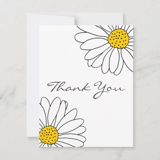 黄色と白のデイジー サンキューカード (正面)