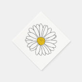 黄色と白のデイジー スタンダードカクテルナプキン (角)