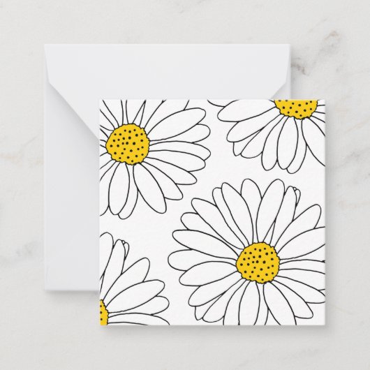 黄色と白のデイジー ノートカード (正面)
