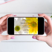 黄色と白のデイジー 結婚式後のブランチ 招待状