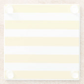 黄色と白のデッキチェアのストライプ ガラスコースター (裏面)