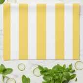 黄色と白のデッキチェアのストライプ キッチンタオル (折り畳み)