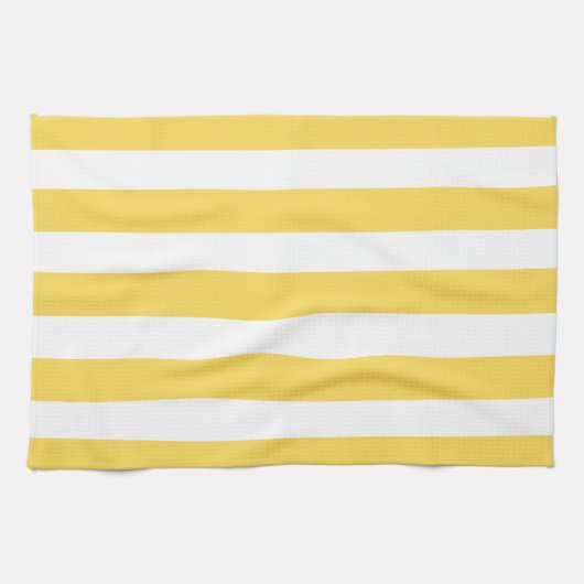 黄色と白のデッキチェアのストライプ キッチンタオル (横)