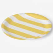黄色と白のデッキチェアのストライプ  ペーパープレート (アングル)