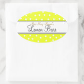 黄色と白のドット – ビジネス食品ラベル 楕円形シール (バッグ)