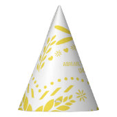 黄色と白のパペルのピカド赤ちゃんシャワー パーティーハット (左)