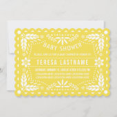 黄色と白のパペルのピカド赤ちゃんシャワー 招待状 (正面)