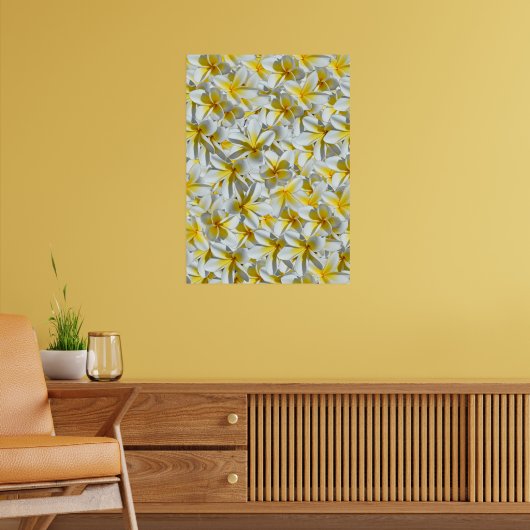 黄色と白のフランギパニの花の房、 ポスター (リビング2)