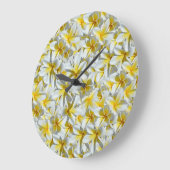 黄色と白のフランギパニの花 ラージ壁時計 (傾斜)