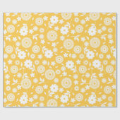 黄色と白のフローラデイジーのシームレスなパターン ラッピングペーパー (フラット)