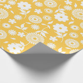 黄色と白のフローラデイジーのシームレスなパターン ラッピングペーパー (角)