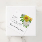 黄色と白のフローラ男女兼用ベビーシャワー フェイバータグ (インサイチュ)