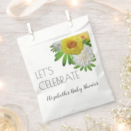 黄色と白のフローラ男女兼用ベビーシャワー フェイバーバッグ