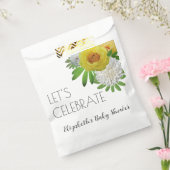 黄色と白のフローラ男女兼用ベビーシャワー フェイバーバッグ (封をした状態)