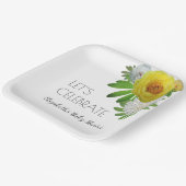 黄色と白のフローラ男女兼用ベビーシャワー ペーパープレート (傾斜あり)