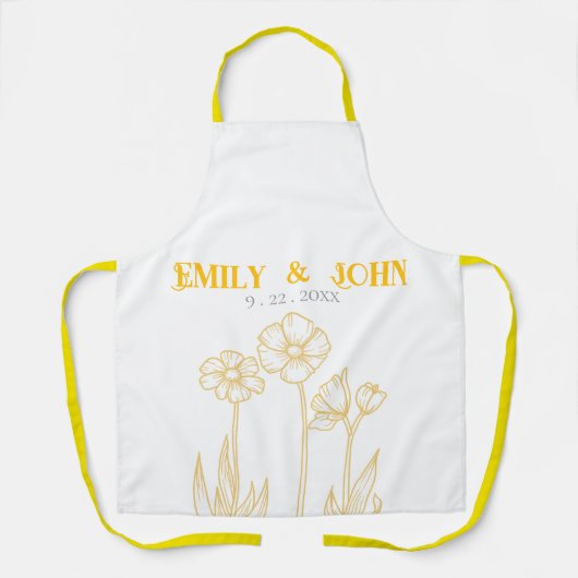 黄色と白のフローラ結婚の エプロン (正面)