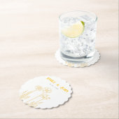 黄色と白のフローラ結婚の ペーパーコースター (インサイチュ)