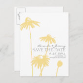 黄色と白のブラックアイサザン セーブ・ザ・デート 案内ポストカード (正面/裏面)