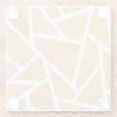 黄色と白のモザイク模様 ガラスコースター (裏面)