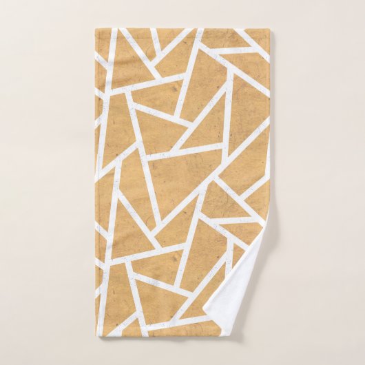 黄色と白のモザイク模様 バスタオルセット (ハンドタオル)