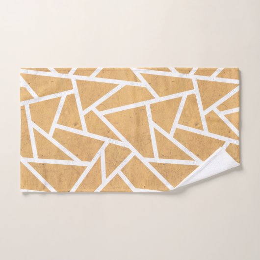 黄色と白のモザイク模様 バスタオルセット (ハンドタオル)