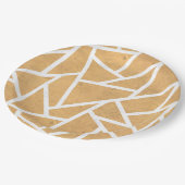 黄色と白のモザイク模様 ペーパープレート (アングル)