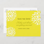 黄色と白のモダンな花の結婚式のポストカード 案内ポストカード (正面/裏面)
